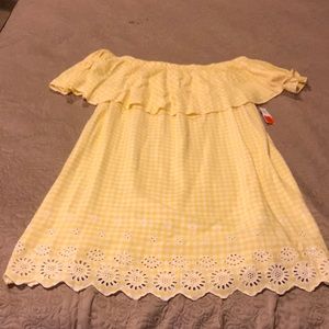 Yellow off shoulder sundress